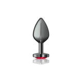 Cheeky Charms Gunmetal  Butt Plug w Heart Red Jewel Medium - Naughty by Nature Adult Store