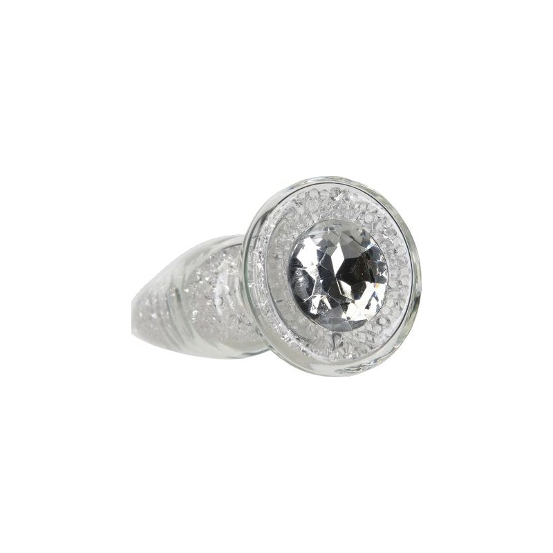 Pillow Talk Fancy Luxurious Glass Anal Plug w Clear Gem - Naughty by Nature Adult Store