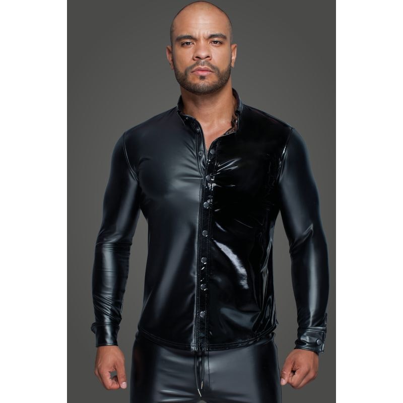 Powerwetlook PVC Long Sleeved Shirt w Button Placket - Naughty by Nature Adult Store