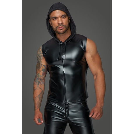Powerwetlook Sleeveless Hooded Shirt w 2 Way Zipper - Naughty by Nature Adult Store