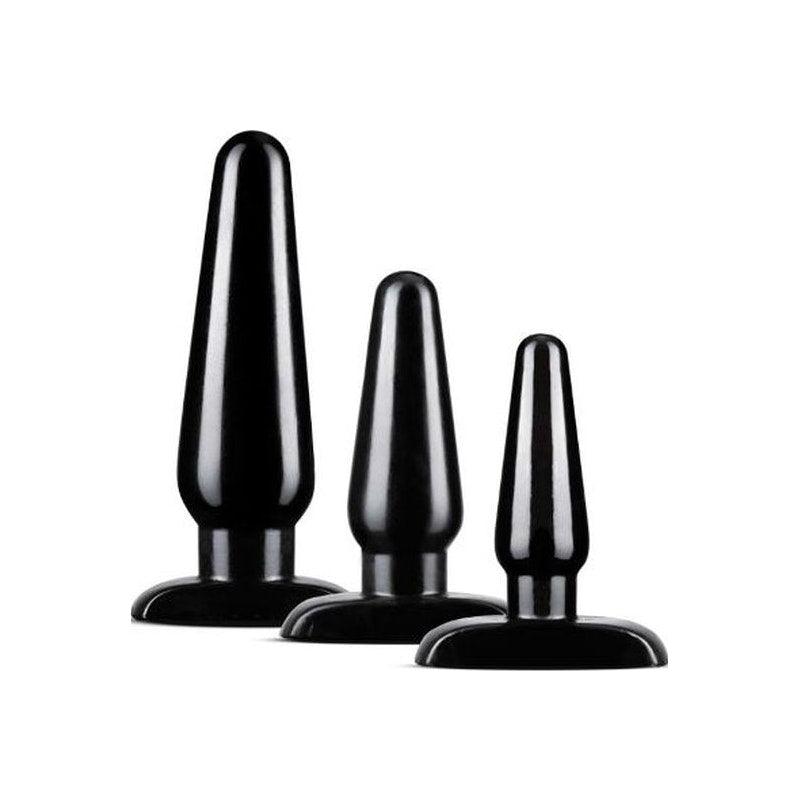 Anal Adventures 3 Pc Basic Plug Kit Black - Naughty by Nature Adult Store