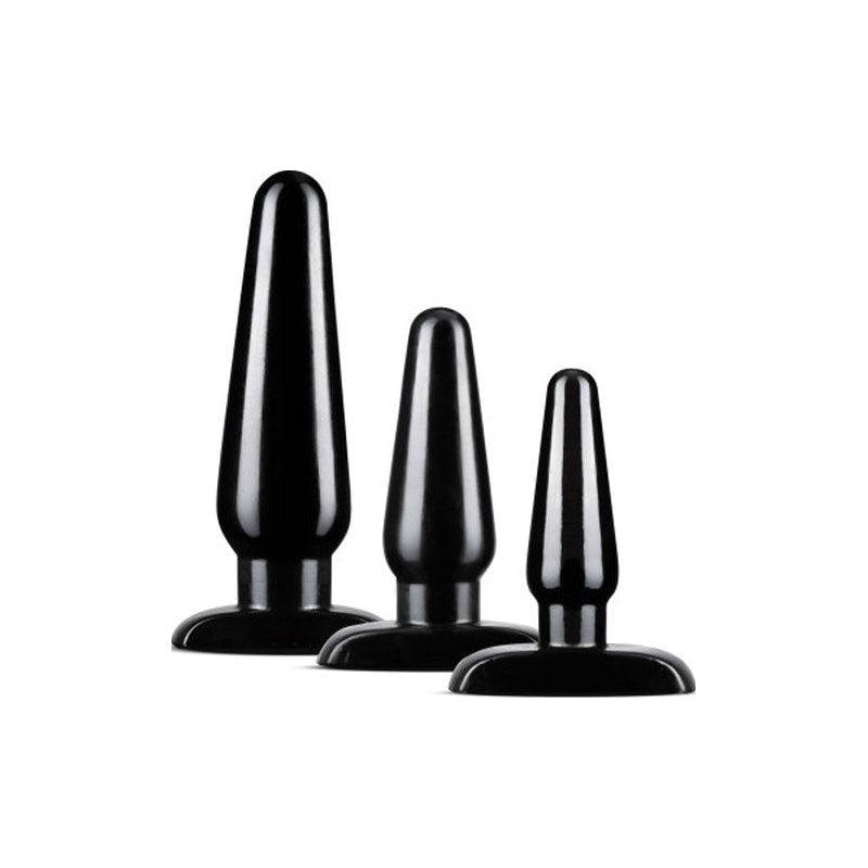Anal Adventures 3 Pc Basic Plug Kit Black - Naughty by Nature Adult Store