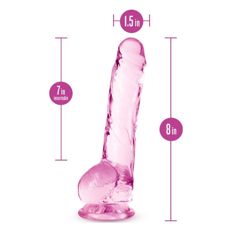 Naturally Yours 8" Crystaline Dildo Rose