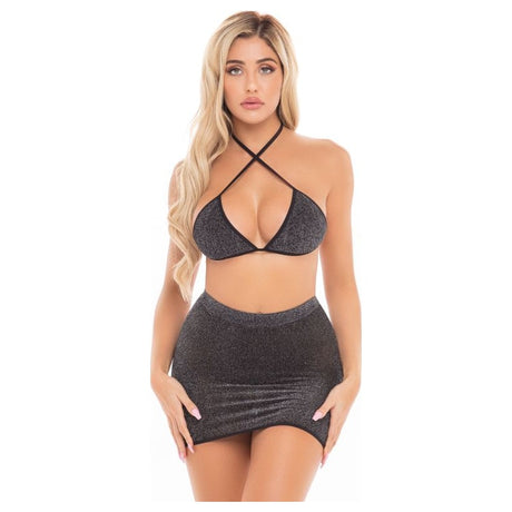 Cherry 2 Pc Skirt Set Black - Naughty by Nature Adult Store