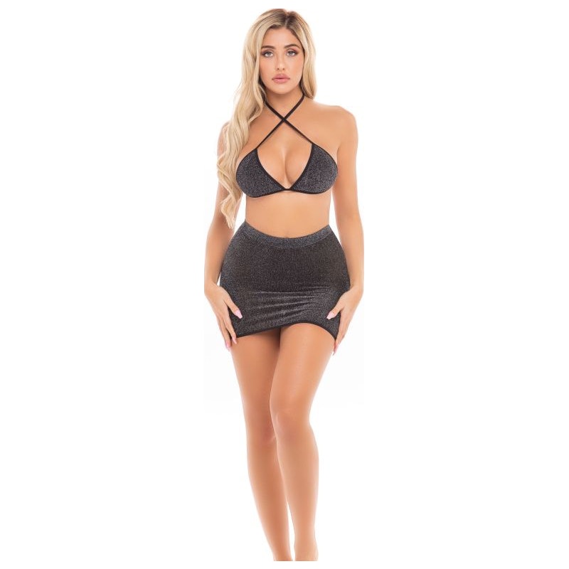 Cherry 2 Pc Skirt Set Black - Naughty by Nature Adult Store