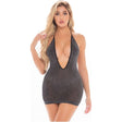 Love Bite Plunge Halter Dress Black - Naughty by Nature Adult Store