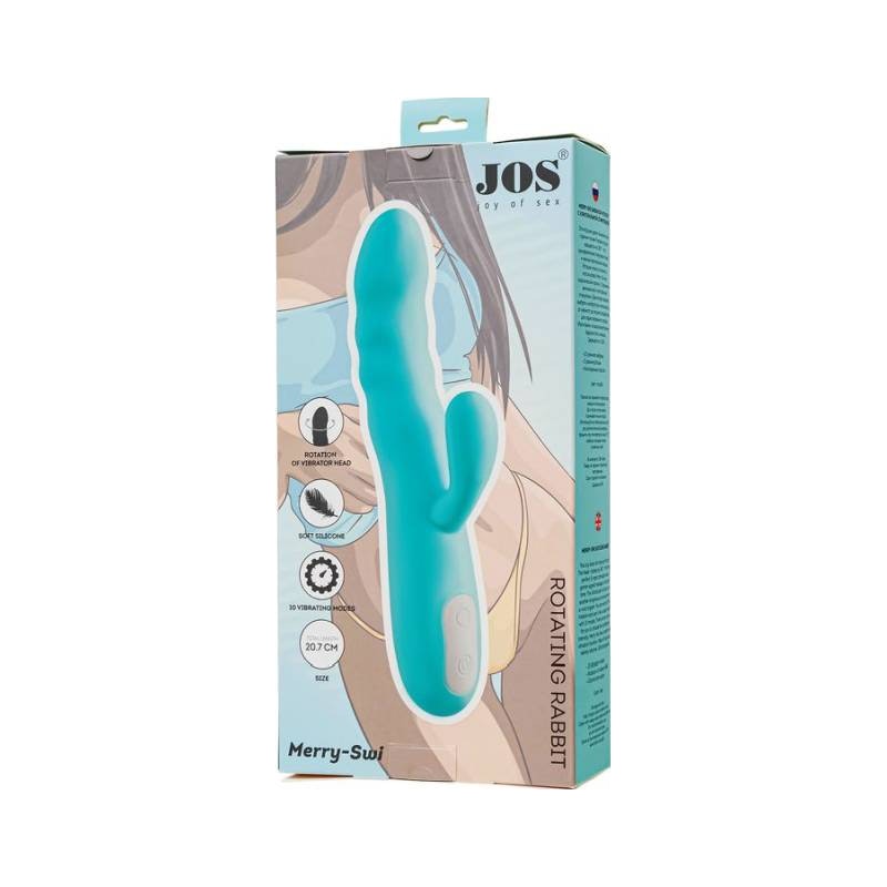 JOS Merry Swirl Rotating Shaft Rabbit Vibrator Blue - Naughty by Nature Adult Store