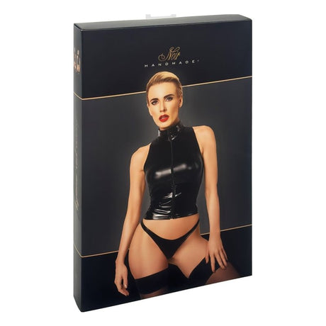 Glam Wetlook Top w Vinyl Corset - Naughty by Nature Adult Store