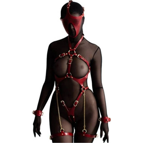 Ex Machina Genuine Leather Mask Red - Naughty by Nature Adult Store