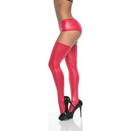 Thigh Highs Wetlook Red - Naughty by Nature Adult Store