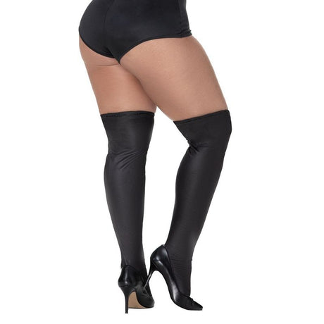 Thigh Highs Vinyl Gloss Black - Naughty by Nature Adult Store