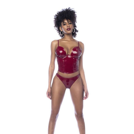 Wet Look Vinyl 2 Pc Set Gloss Wine - Naughty by Nature Adult Store