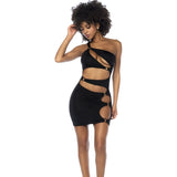 Asymmetrical Cut Out Dress w Ring Details Black - Naughty by Nature Adult Store