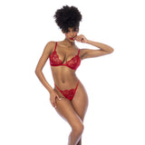 Red 3 Pc Set w/ Bralette, Garter Belt and Thong
