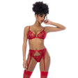 Red 3 Pc Set w/ Bralette, Garter Belt and Thong - Naughty by Nature Adult Store
