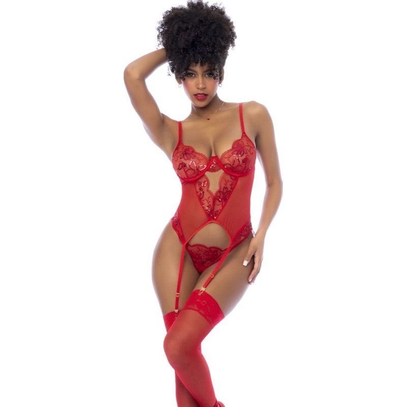 red 2 piece set with matching thong