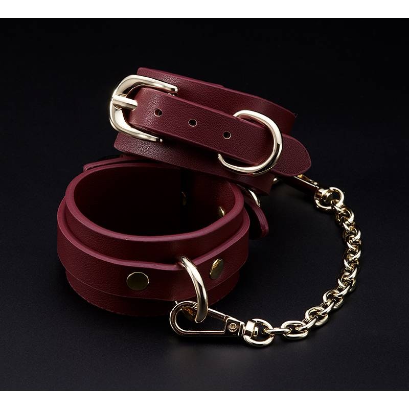 8 Pc Deluxe Bondage Play Kit Burgundy Gold - Naughty by Nature Adult Store