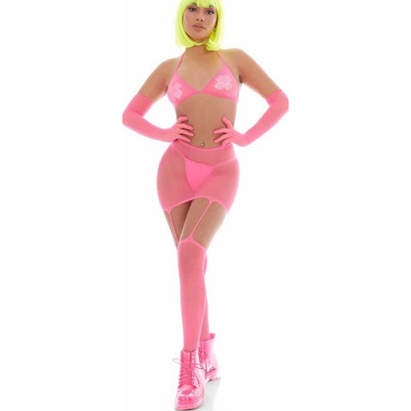Pink Mesh Bling Ring Set incl Pasties - Naughty by Nature Adult Store