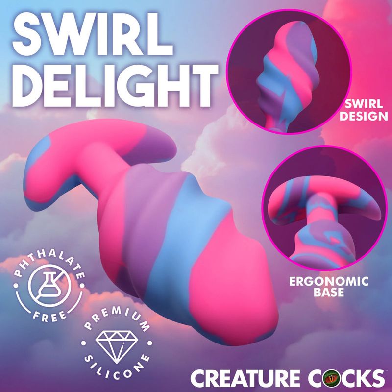 Unicorn Swirl Silicone Butt Plug Large - Naughty by Nature Adult Store