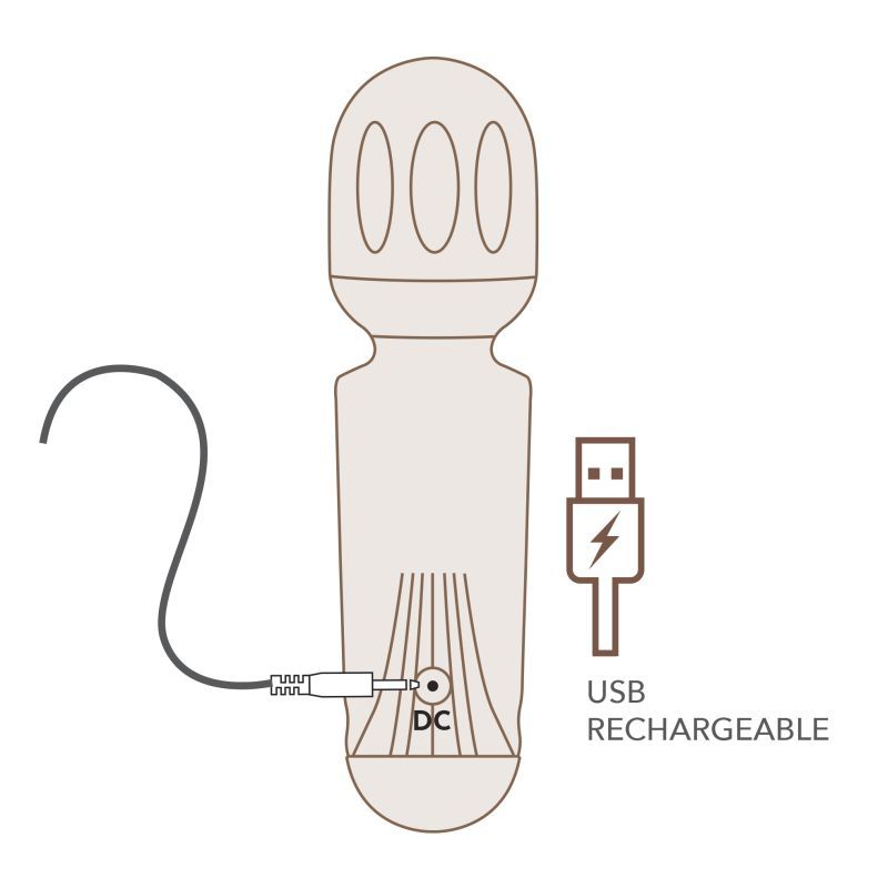 Rechargeable 16 Mode Silicone Mini Wand Black Tulip