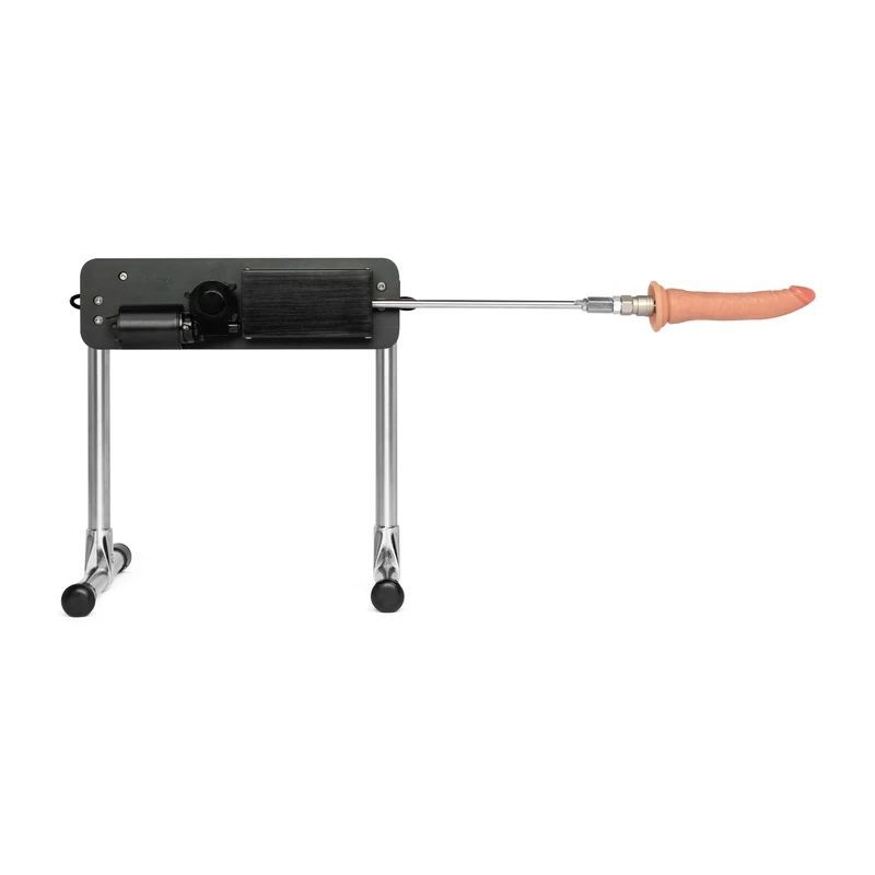 MixJoy remote control thrusting sex machine with a steel frame and realistic dildo attachment.