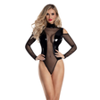 Starline Kalis Wet Look Cold Shoulder Bodysuit Black - Naughty by Nature Adult Store