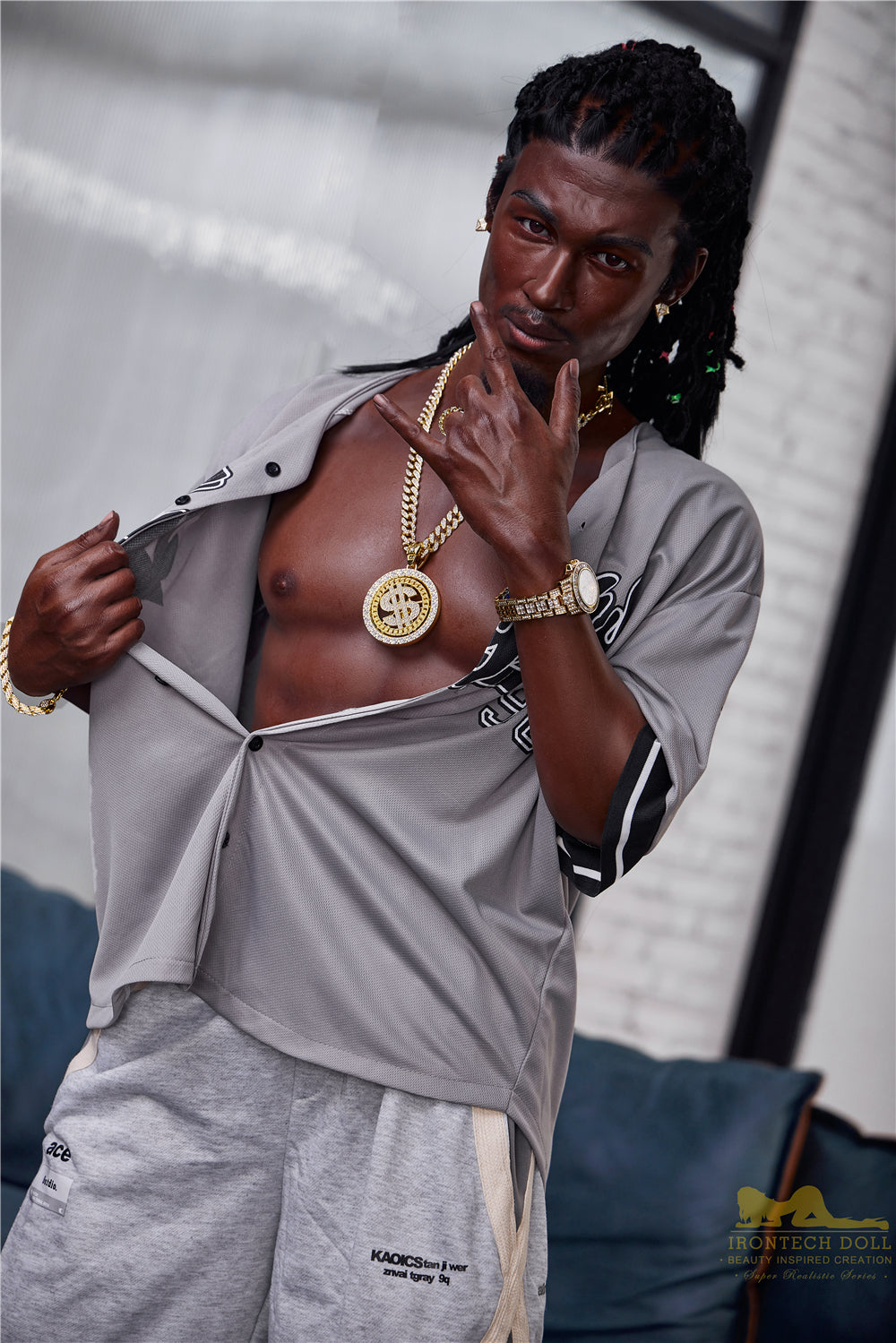 Irontech Silicone Black Sex Doll 170cm M7 Bill Realistic Full Body