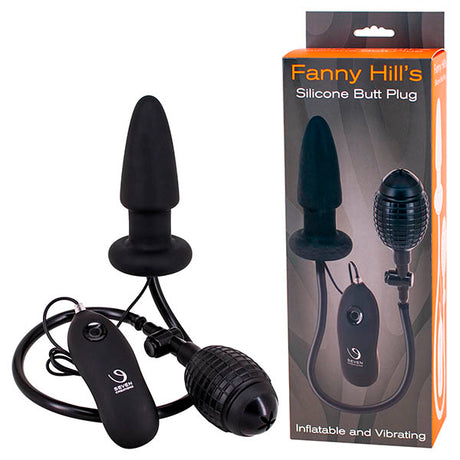 Seven Creations Fanny Hills - Black Silicone Inflatable & Vibrating Butt Plug - Naughty by Nature Adult Store