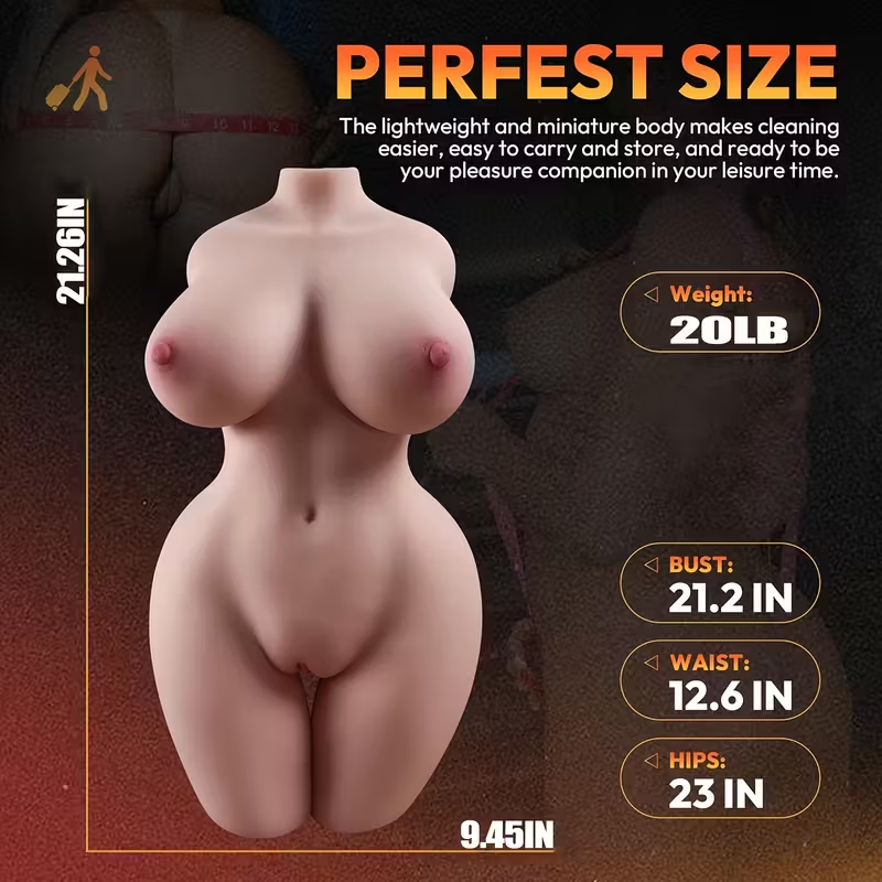 High-Quality Realistic Torso with Textured Tunnels Perky Breasts