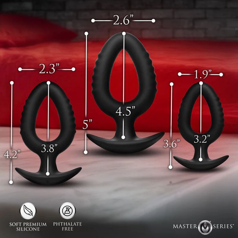 3 Pc Hollow Silicone Squeeze Plug Anal Trainer Set - Adult Toys