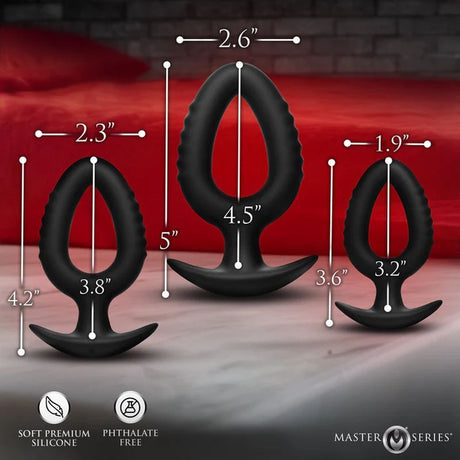 3 Pc Hollow Silicone Squeeze Plug Anal Trainer Set - Adult Toys