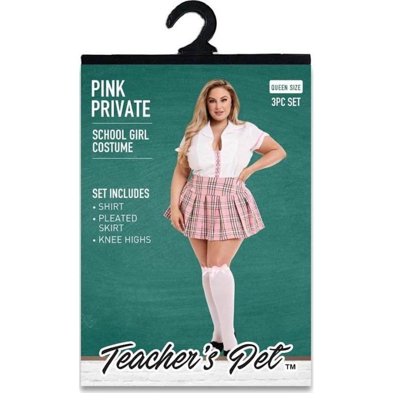3 Pc Pink Private School Girl Costume - Lingerie