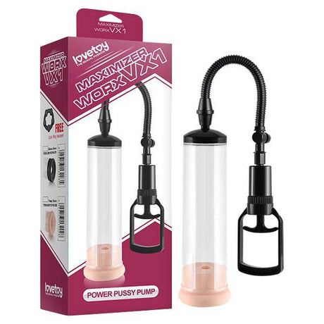 Maximizer Worx VX1 - Clear Penis Pump with Vagina Sleeve & Cock Ring - Naughty by Nature Adult Store