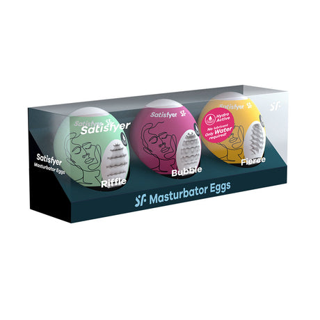 Satisfyer Masturbator Eggs - Mixed 3 Pack #1 - Set of 3 Stroker Sleeves - Naughty by Nature Adult Store
