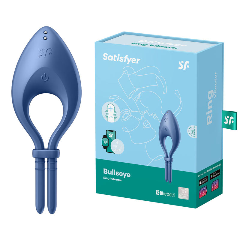 Satisfyer Bullseye - Blue - Blue Vibrating Adjustable Lasso Cock Ring - Naughty by Nature Adult Store