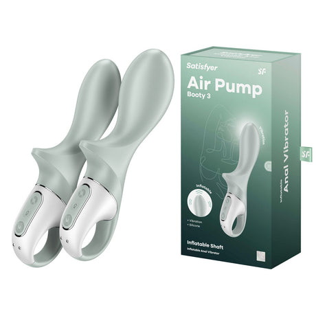 Satisfyer Air Pump Booty 3 - Grey USB Rechargeable Inflatable Anal Vibrator - Naughty by Nature Adult Store