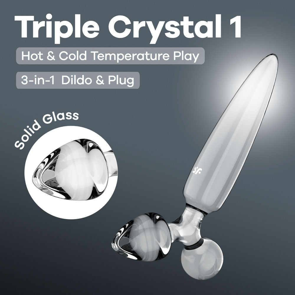 Satisfyer Triple Crystal 3 In 1 Clear Glass Butt Plug