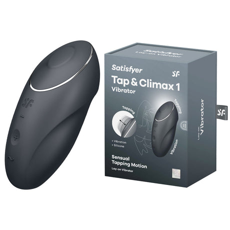 Satisfyer Tap & Climax 1 - Grey - Grey USB Rechargeable Pulsing Stimulator - Naughty by Nature Adult Store