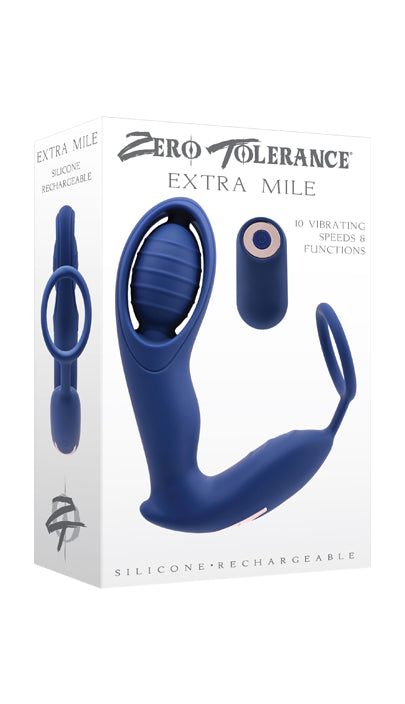Zero Tolerance EXTRA MILE - Blue USB Rechargeable Vibrating Prostate Massager - Naughty by Nature Adult Store