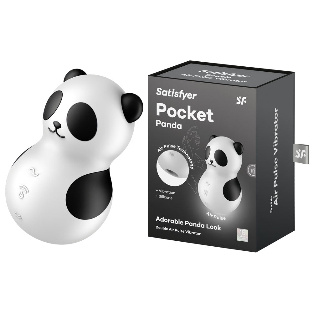 Satisfyer Pocket Panda - Black USB Rechargeable Air Pulse Stimulator - Naughty by Nature Adult Store