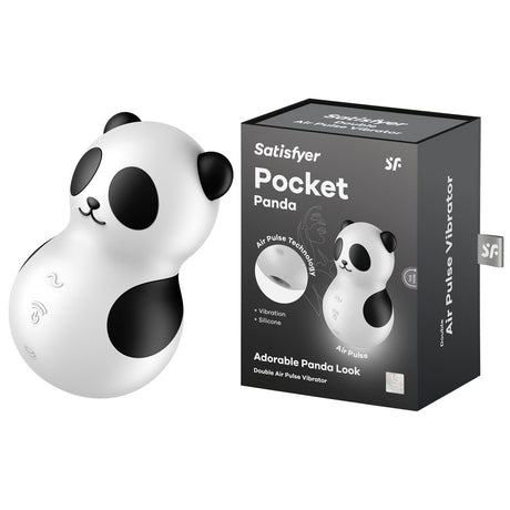 Satisfyer Pocket Panda - Black USB Rechargeable Air Pulse Stimulator - Naughty by Nature Adult Store