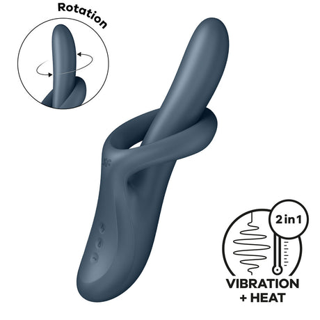 Satisfyer Heat Flex 4 - Grey Rechargeable Heating Vibrator - Naughty by Nature Adult Store