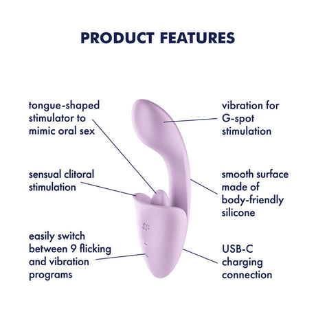 Satisfyer Tongue Expert - Violet Vibrator with Flicking Clit Stimulator