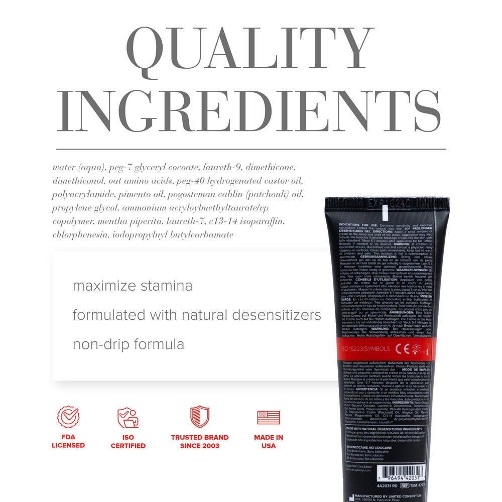 JO Prolonger Gel 60 mL Penis Desensitising Gel Tube