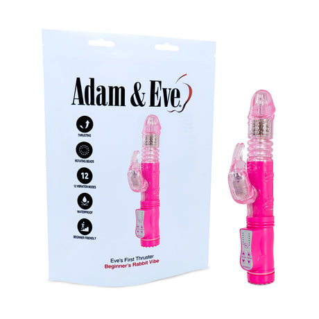 Adam & Eve Eve's First Thruster - Pink 24.75 cm (9.75'') Thrusting Rabbit Vibrator - Naughty by Nature Adult Store