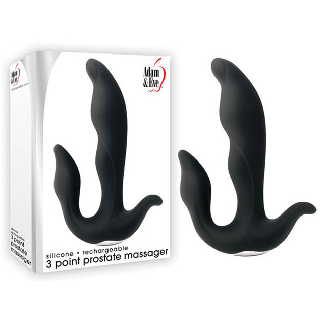Adam & Eve 3-Point Prostate Massager - Black USB Rechargable Vibrating Prostate Massager - Naughty by Nature Adult Store