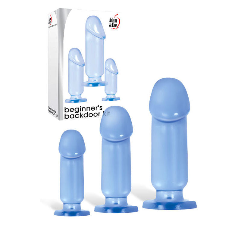 Adam & Eve Beginner's Backdoor Kit - Clear Butt Plugs - Set of 3 Sizes - Naughty by Nature Adult Store