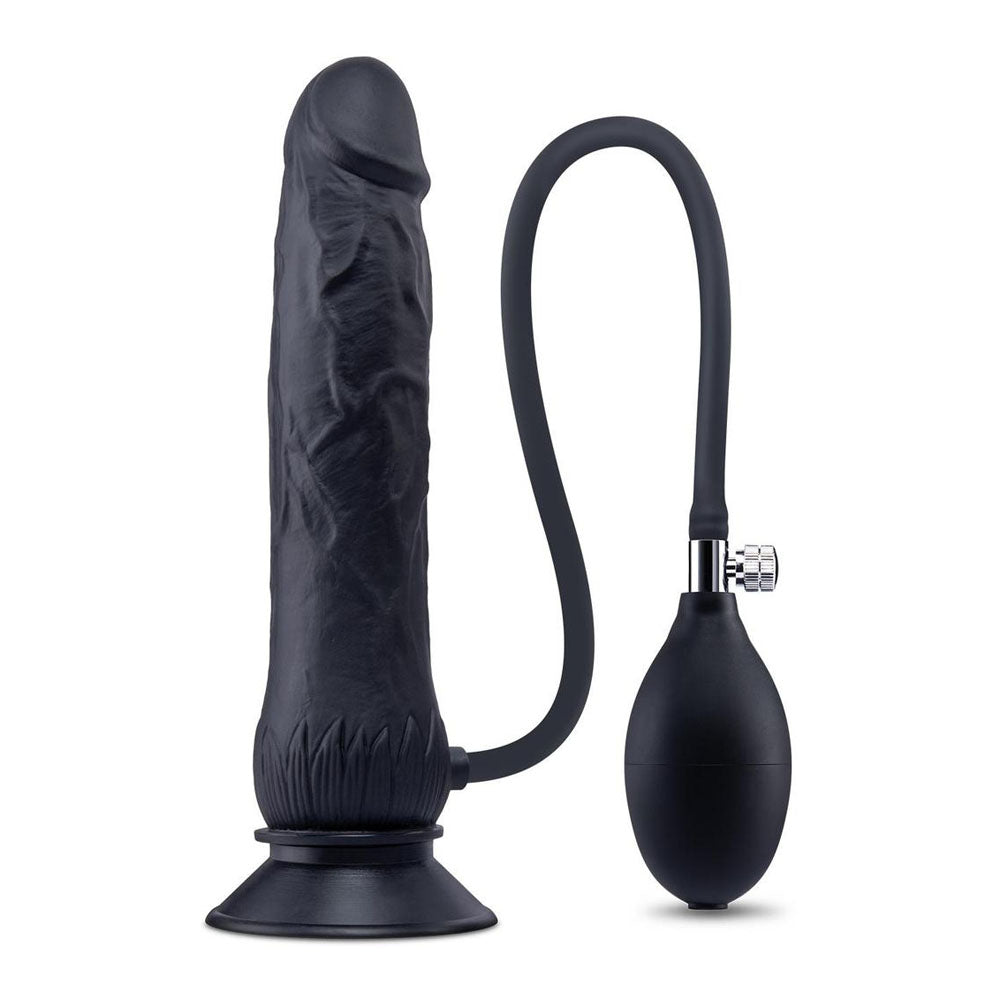 7.5 Inch Inflatable Dildo With Balls Black 20.3 Cm Inflatable Dong - DONGS