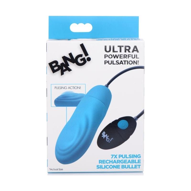 7X Pulsing Rechargeable Bullet Blue - Adult Toys