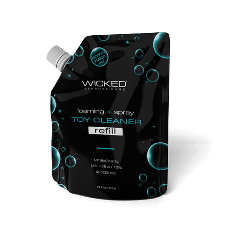 Wicked Foaming & Spray Toy Cleaner Refill - Unscented Antibacterial Toy Cleaner - 710 ml (24 oz) Pouch - Naughty by Nature Adult Store